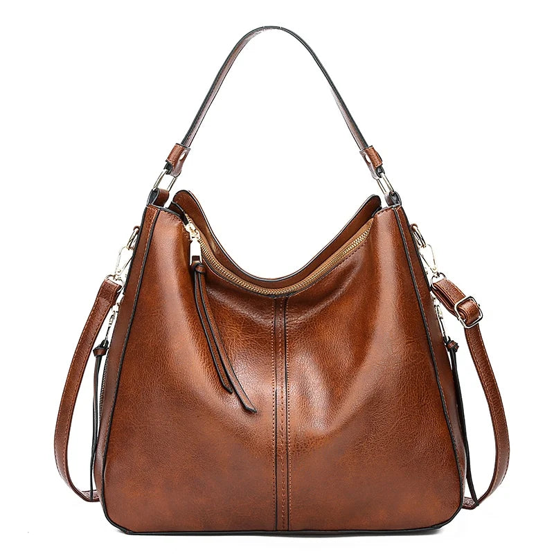 the HOBO - Hobo Bag, Leather Women Handbags, Female Leisure Shoulder Bags/Fashion Purses, Vintage Large Capacity Tote Bag