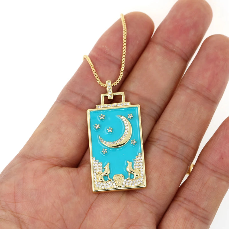 New Geometric Big Pendant Necklace Tarot Cards Woman&