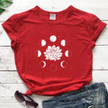 Mystical Moon Phases Lotus Flower T-shirt Aesthetic Women Spiritual Yoga Tshirt Funny Astrology Hippie Graphic Tees Tops