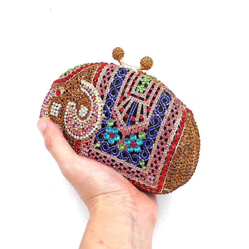 the TROPICANA - Women Crystal Stones Evening Bags, Wedding Clutch Bag Purse, Diamond Clutches, Bridal Handbags