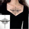 1 PIECE Under Boob Sternum Temporary Tattoo with Unalone, Spiritual Symbols,Loutus Pattern Body Art Sexy Waist Tattoo For Girl