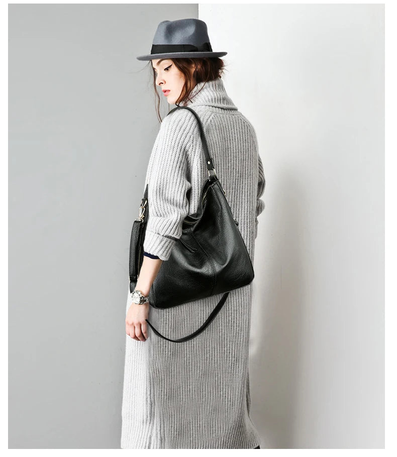 the HOBO - Hobo Bag, Leather Women Handbags, Female Leisure Shoulder Bags/Fashion Purses, Vintage Large Capacity Tote Bag