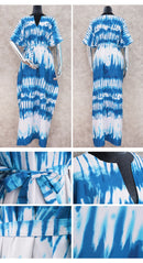 the BOHO KAFTAN - Bohemian Printed V-Neck Batwing Sleeve Long Loose Summer Moroccan Kaftan Dress for Women