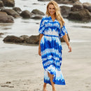 the BOHO KAFTAN - Bohemian Printed V-Neck Batwing Sleeve Long Loose Summer Moroccan Kaftan Dress for Women