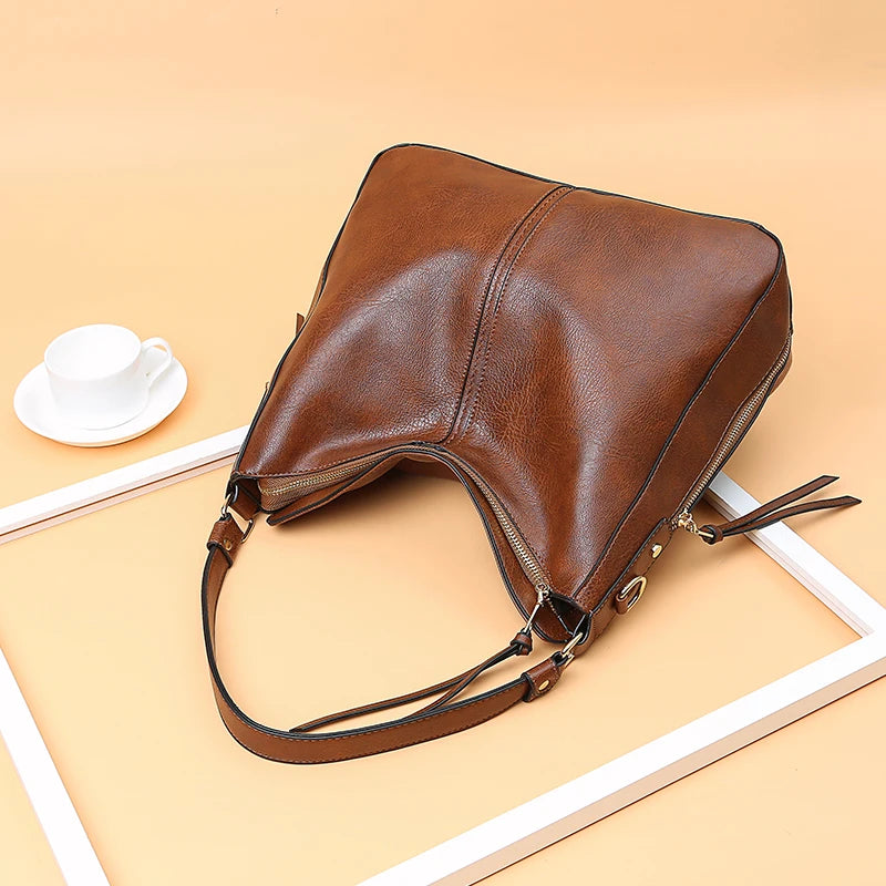 the HOBO - Hobo Bag, Leather Women Handbags, Female Leisure Shoulder Bags/Fashion Purses, Vintage Large Capacity Tote Bag