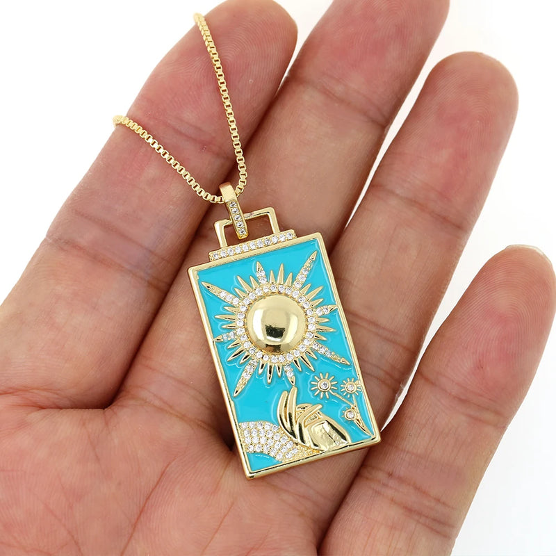 New Geometric Big Pendant Necklace Tarot Cards Woman&