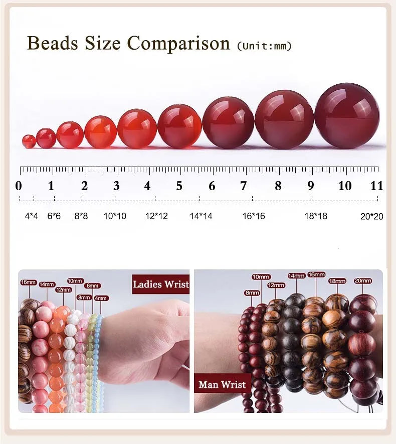 the BEADED BOHO - 18mm Natural Botswana Agat Charm Fashion Jewelry Multicolor Carnelian Round Beads Woman/Men Necklace 21.5"