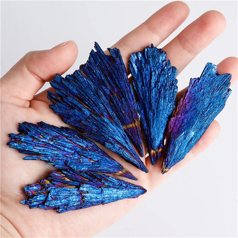 Black Tourmaline Peacock Feather Electroplated Crystal Healing Reiki Mineral Specimen Diy Jewelry Home Decoration Rainbow Stone