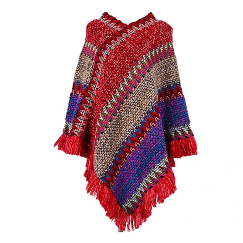 Women Cape Coat Temperament Bohemian Thick for Daily Wear Poncho Coat Autumn Knitted Coat