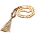 the PRECIOUS STONES - Fashion Bohemian Tassel Yoga Wooden Jewelry Handmade Natural Stone Tassel Necklace for Women Lariat Necklaces