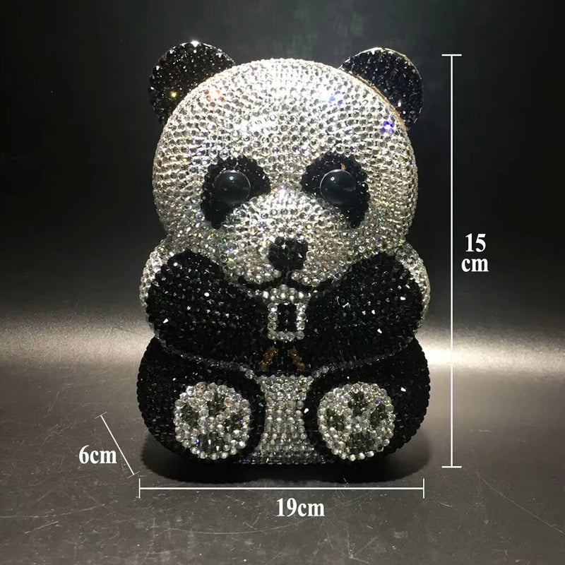 the PANDA - Women Panda Shape Crystal Evening Bag, Beaded Day Clutches, Lady Wedding Purse Rhinestones Handbags, Evening Dress Clutch Bags