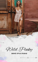 the WHITE LILY - Sexy White Spaghetti Strap Lace Deep V Backless Lace Up Party Beach Dress