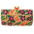 the GARDEN CLUTCH - Floral Crystal Women Clutch Bag, Fashion Butterfly Evening Clutch Purse