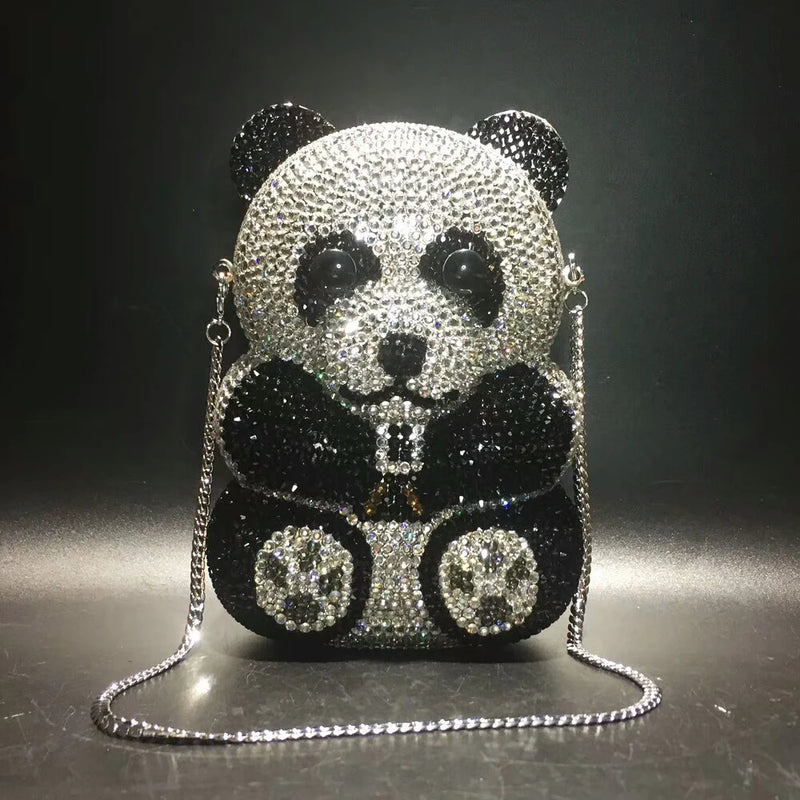 the PANDA - Women Panda Shape Crystal Evening Bag, Beaded Day Clutches, Lady Wedding Purse Rhinestones Handbags, Evening Dress Clutch Bags