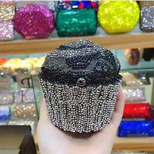 the CUPCAKE - Women Cake Shape Diamond Hardware Box/Wallet Bags, Evening Clutch Toiletry Bag