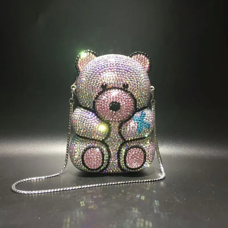 the PANDA - Women Panda Shape Crystal Evening Bag, Beaded Day Clutches, Lady Wedding Purse Rhinestones Handbags, Evening Dress Clutch Bags