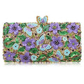 the GARDEN CLUTCH - Floral Crystal Women Clutch Bag, Fashion Butterfly Evening Clutch Purse