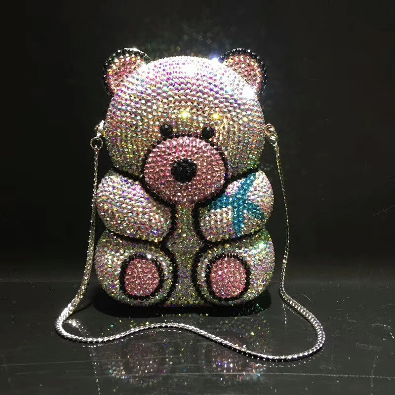 the PANDA - Women Panda Shape Crystal Evening Bag, Beaded Day Clutches, Lady Wedding Purse Rhinestones Handbags, Evening Dress Clutch Bags