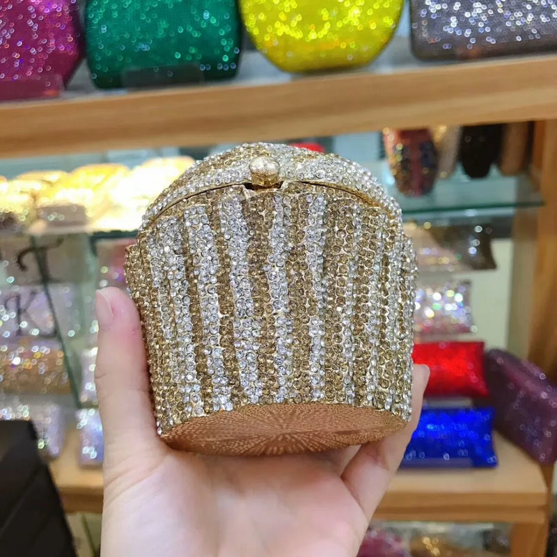 the CUPCAKE - Women Cake Shape Diamond Hardware Box/Wallet Bags, Evening Clutch Toiletry Bag