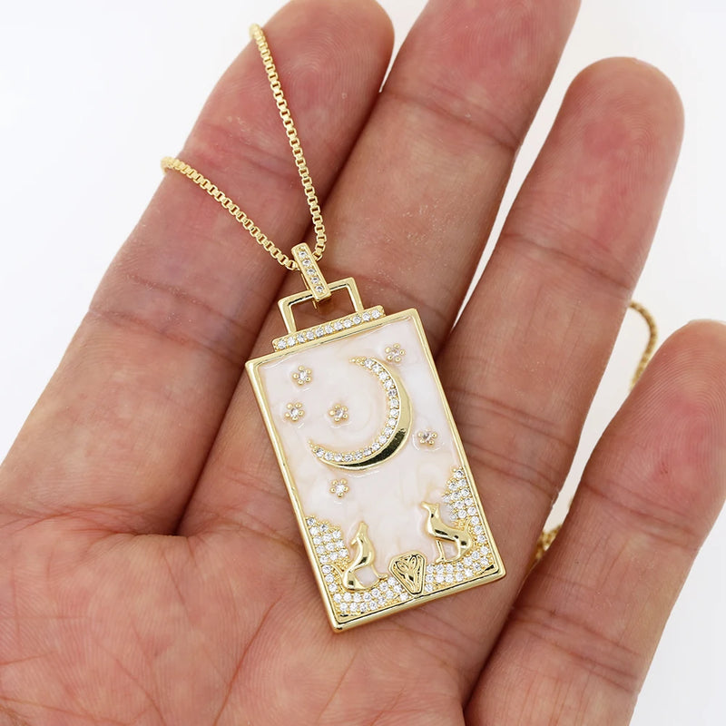 New Geometric Big Pendant Necklace Tarot Cards Woman&