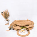 the WOVEN BAG - Straw Bag Rattan Woven Round Tassel Handbag for Women, Large Capacity Shoulder Tote Purse, Ladies Holiday Wood Handle Shopping Bag