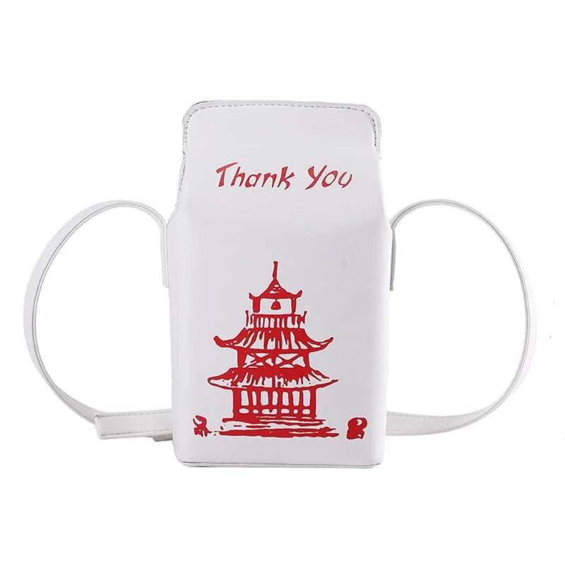 the TAKEOUT - Chinese Tower Printing Box Shoulder Bags, Fashion Cartoon Crossbody Bag, Small Girl's Bag Cute Coin Purse