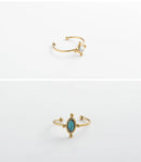 the STONE BOHO - Boho Geometric Stone Rings for Women, Stainless Steel Gold Plated Stackable Finger Ring, Blue Geen White Stone Jewelry