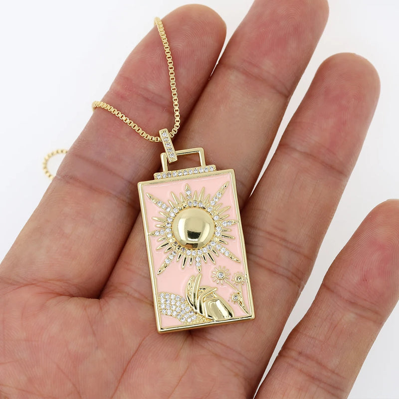 New Geometric Big Pendant Necklace Tarot Cards Woman&