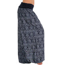 the HERD OF ELEPHANTS - Women's Boho Elephant Print Low Waist Long Loose Baggy Bloomer Pants