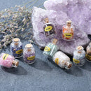 the BOTTLES OF LOVE - 9 Bottles Mini Gemstone Bottles Chip Crystal Healing Tumbled Gem Reiki Wicca Stones Set, Semiprecious Gem Stones Decor