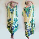 the BOHO KAFTAN - Bohemian Printed V-Neck Batwing Sleeve Long Loose Summer Moroccan Kaftan Dress for Women