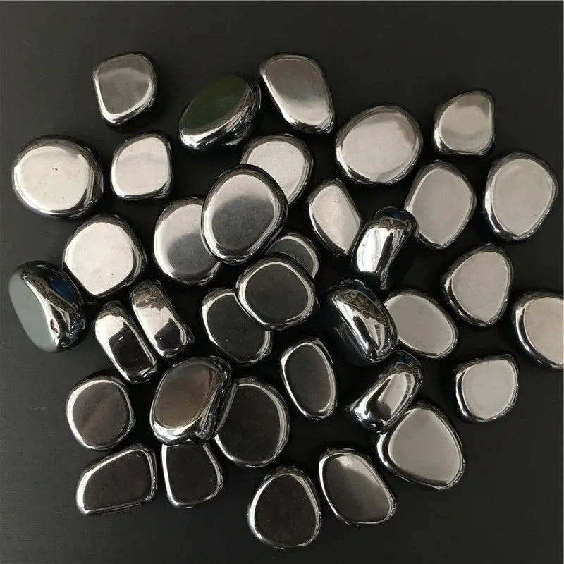 the HEMATITE STONE - Natural Decor Hematite Stone, Polished Accessories, Reiki Healing Stone, Crafts Natural Quartz Crystals