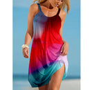 the RAINBOW BEACH - Summer Rainbow Print Fashion Midi Beach Bohemian Sleeveless Sundress
