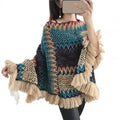 Women Cape Coat Temperament Bohemian Thick for Daily Wear Poncho Coat Autumn Knitted Coat