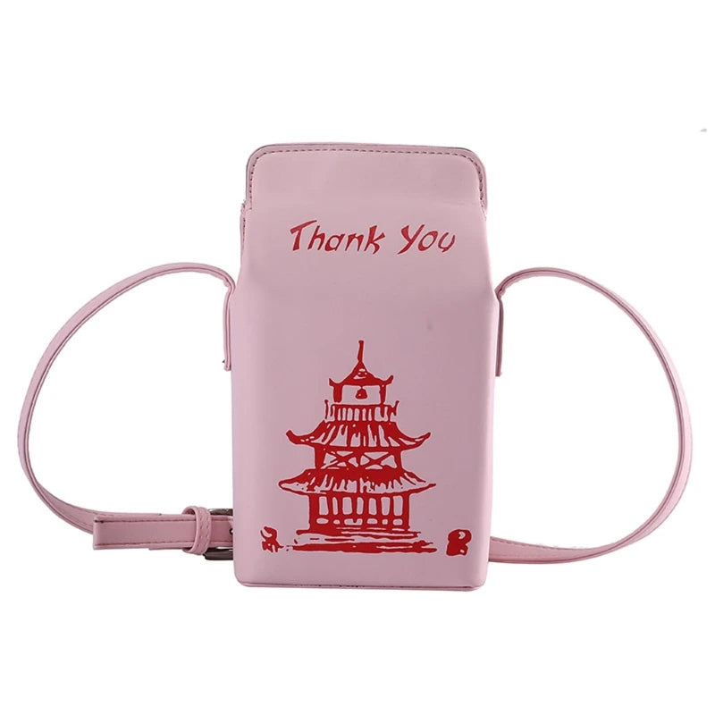 the TAKEOUT - Chinese Tower Printing Box Shoulder Bags, Fashion Cartoon Crossbody Bag, Small Girl's Bag Cute Coin Purse