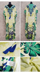 the BOHO KAFTAN - Bohemian Printed V-Neck Batwing Sleeve Long Loose Summer Moroccan Kaftan Dress for Women