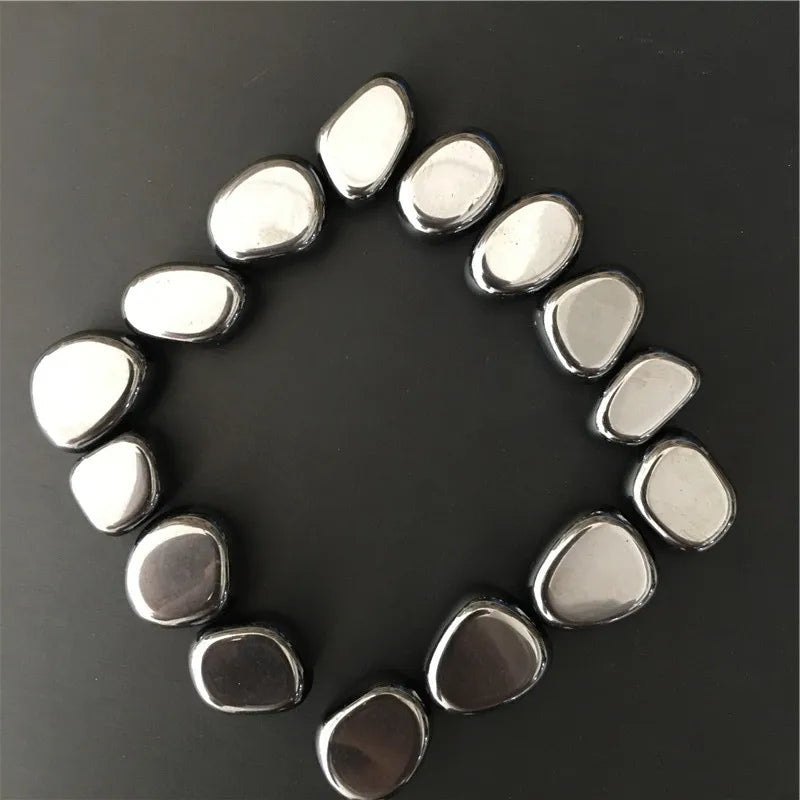 the HEMATITE STONE - Natural Decor Hematite Stone, Polished Accessories, Reiki Healing Stone, Crafts Natural Quartz Crystals