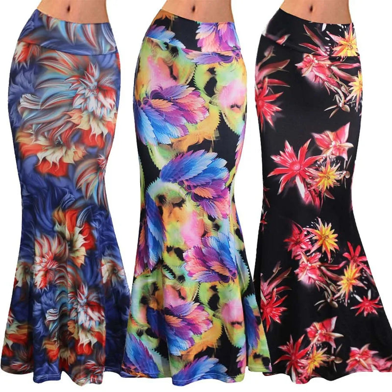 S-3XL Spring Elastic High-waist Long Pencil Skirt For Women 2024 Printed Pencil Maxi Skirt Faldas Largas Mujer Para Fiesta