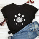 the MOON LOTUS - Mystical Moon Phases Lotus Flower Spiritual Astrology T-Shirts