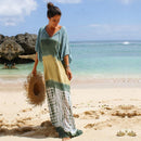 the BOHO KAFTAN - Bohemian Printed V-Neck Batwing Sleeve Long Loose Summer Moroccan Kaftan Dress for Women