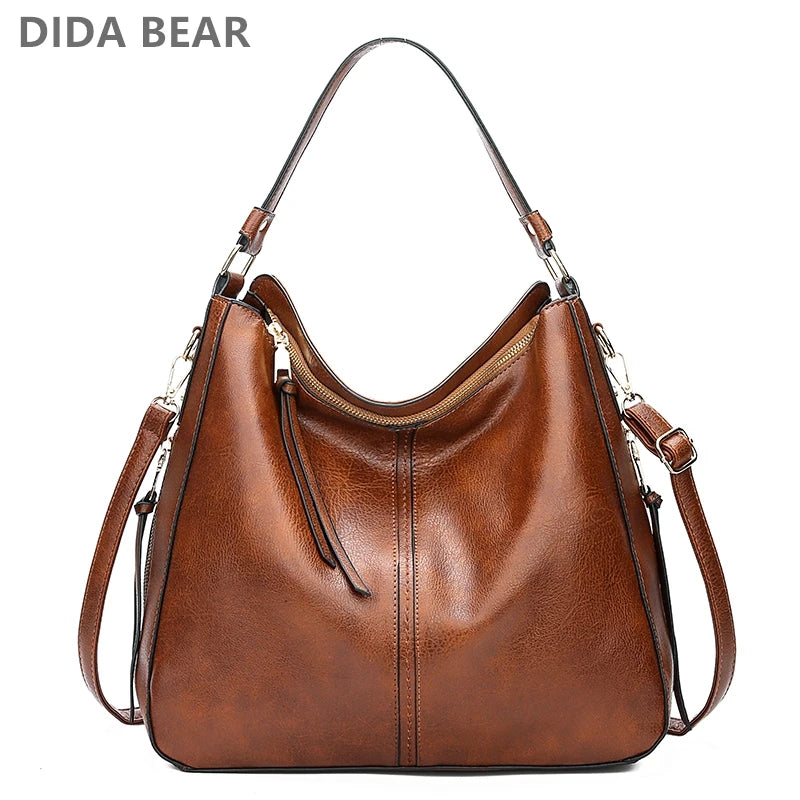 the HOBO - Hobo Bag, Leather Women Handbags, Female Leisure Shoulder Bags/Fashion Purses, Vintage Large Capacity Tote Bag