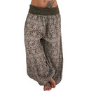 the HERD OF ELEPHANTS - Women's Boho Elephant Print Low Waist Long Loose Baggy Bloomer Pants