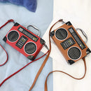 the BOOMBOX BAG - Unique Retro Radio Box Bag, Ladies Leather Handbag Shoulder Bag. Metal Handle Purse, Women's Crossbody Messenger