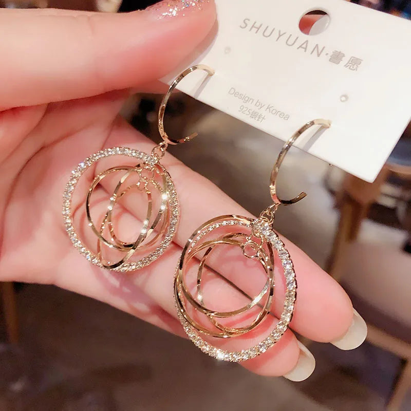 the ANNULUS - Women's Geometric Drop Earrings 2021 New Round Pendant Earrings Party Jewelry Gift Golden Fashion Trend Fashion Stud Earrings