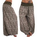 the HERD OF ELEPHANTS - Women's Boho Elephant Print Low Waist Long Loose Baggy Bloomer Pants
