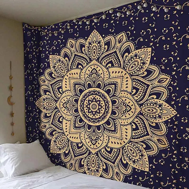 the MANDALA - Print Tapestry Wall Hanging Carpet Throw Yoga Beach Mat Wall Art Tapestry Decorations