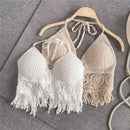 the CROP TOP BOHO - Women's Summer Bohemian Style Beach Bikini Short Sexy Hollow Out Knitted Tassel Crop Tops