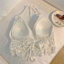 the CROP TOP BOHO - Women's Summer Bohemian Style Beach Bikini Short Sexy Hollow Out Knitted Tassel Crop Tops