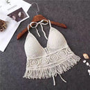 the CROP TOP BOHO - Women's Summer Bohemian Style Beach Bikini Short Sexy Hollow Out Knitted Tassel Crop Tops