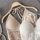 the CROP TOP BOHO - Women's Summer Bohemian Style Beach Bikini Short Sexy Hollow Out Knitted Tassel Crop Tops